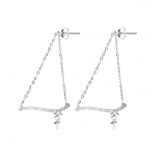 Fancy Shape 925 Sterling Silver CZ Earrings Findings Semi Mounting with 7-8mm pearl seat base