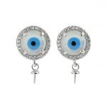 Devils Eye Earring Base Zircon 925 Sterling Silver Mounting for Girls DIY