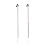 Gentle Thread Earrings Pearl Mounting 925 Sterling Silver Two Line