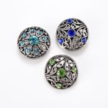 Alloy Rhinestone Hollow Flower Snap Button Jewelry Accessory for Women DIY Bracelet Ring