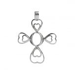 Cross Cage Locket 925 Sterling Silver Love Wish Pearl Pendant