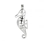 Sea Horse Cage Love Wish Pearl 925 Sterling Silver Pendant Lockets