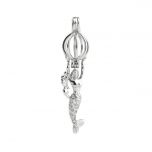 Zircons Mermaid Cage Locket 925 Silver Wishing Pearl Pendant