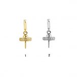 18K Gold Half Paved Diamond Pearl Pendants Findings for DIY Making TPK493B