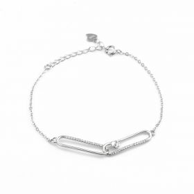 Zircon 925 sterling silver chain bracelet with blank base for pearl jewelry mounting/finding