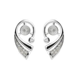 Conch Shape Sterling 925 Silver Zircon Earring Mountings/Finding DIY Pearl Jewelry