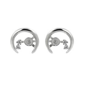 Moon Stud Earring Semi Mount 925 Sterling Silver Settings Blank 