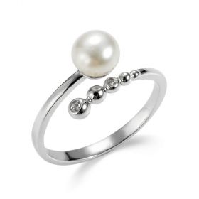 925 Sterling Silver Freshwater Pearl Open Simple Ring Adjustable Size