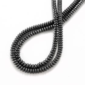 4*2mm Black Hematite Rondelle Beads Strand for Jewelry Making 16 Inch