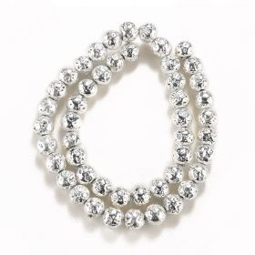 8mm Silver Color Electroplated Hematite Beads Strand for Jewelry Making 15 inch