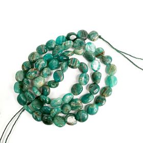 Coin Shape Smooth Russian Green Amazonite Beads Strand Energy Stone Power for Jewelry Making 16"