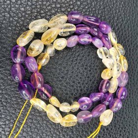 16" Oval Amethyst and Citrine Beads Strand for Women Girls DIY Necklace Bracelet Jewelry B205