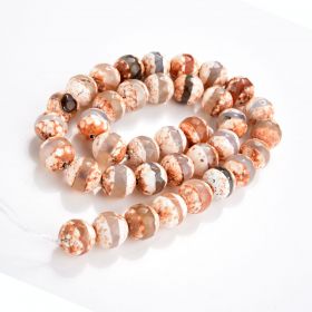 High Quality DZI Agate Stone Beads Faceted Round with One line Tibetan Agate Beads 15" Strand