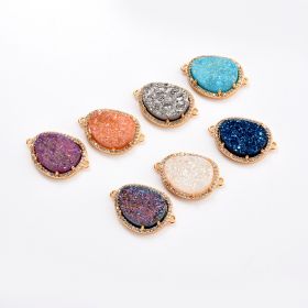 Drop Shape Druzy Agate Pendants Gemstone Charms Double Bail Connector for Jewelry Making