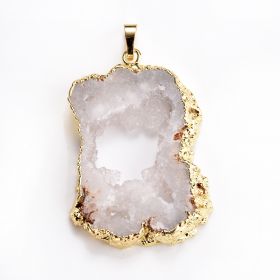 Agate Geode Slice Pendants Beautiful Agate Slice Druzy Pendant Gold Plated Edge