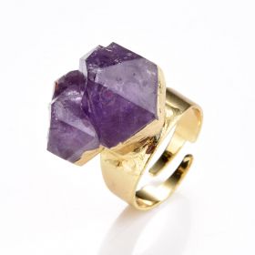 Irregular Amethyst Druzy Rings Adjustable Gold Plated Band