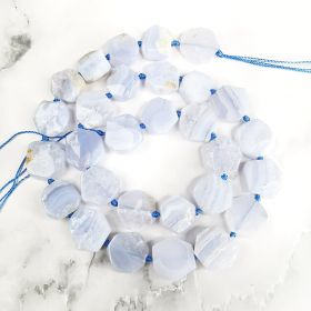 Polygon Blue Lace Agate Loose Beads Energy Power Stone Beads For Jewelry Making 16"