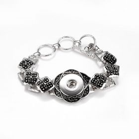 Flower Design Noosa Style Snap Bracelet with Adjustable Toggle Clasp Fits 18-20mm Snap Charm Buttons