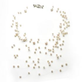 Freshwater White Pearls Illusion Floating Necklace