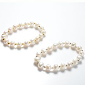 8-9mm Potato Freshwater Cultured White Pearl Stretch Bracelet