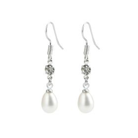 Wonderful 6-8 mm Freshwater Teardrop Pearls Earrings Copper Jewelry Accessory Setting