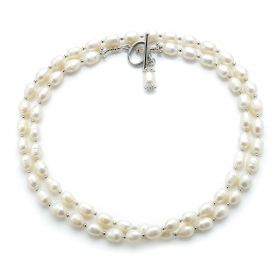 7-8mm Rice White Freshwater Pearls Necklace 36 Inch