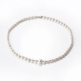 White Cultured Pearl Single Strand Necklace 19 inch for Wedding Mother's Day