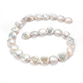 Coin Pearls Strand Cultured Keshi Loose Pearl Beads for Necklace Bracelet DIY 5*15mm 16 inch