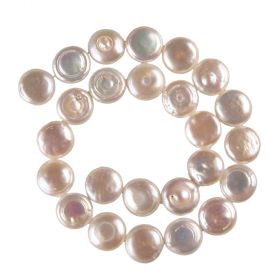 14mm White Freshwater Flat Round Coin Pearls Strand 15" Full Strand 27pcs