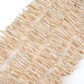 28*4mm Stick Biwa Pearls Loose Beads Strand 15" for Jewelry Making