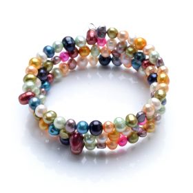 Multiple Shape and Colors Freshwater Pearls Bangle Bracelet Random Color and Shape