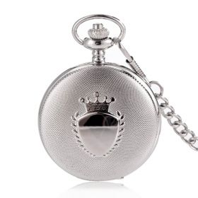 Luxury Fashion Silvery Alloy Case Cover Pocket Watch Quartz Movement with Chain