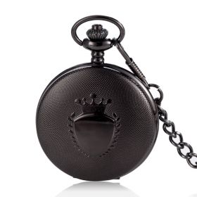 Black Cover Fashion Vintage Pocket Watches Quartz Movement with Alloy Chain