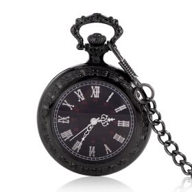 Fine Black Pocket Watch Necklace Pendant Retro Pocket watch with 15 inch chain