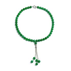 10mm Round Green Malaysia Jade Beaded Necklace