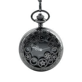 Wonderful Hollow Gears Pocket Watch Quartz Movement Black 