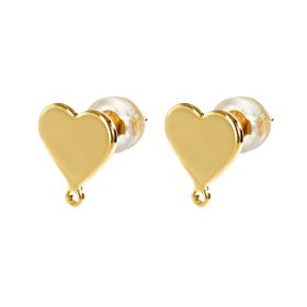 Heart Ear Stud Posts with Loops Gold Plated Studs Earrings Findings for Jewelry Making