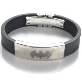 Batman 304 Stainless Steel Black Rubber Bracelet