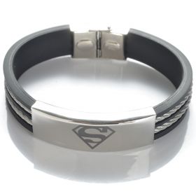 304 Stainless Steel Superman Rubber with Wire Bracelet