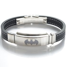 304 Stainless Steel Black Rubber Batman Bracelet Jewelry