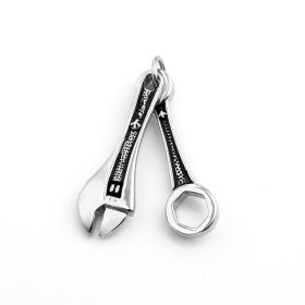 Unique Spanner Mechanic Wrench Stainless Steel Pendant for Men Biker Silver Black