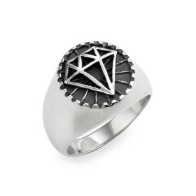 Diamond Shaped Pattern Stainless Steel Men's Ring Punk Jewelry