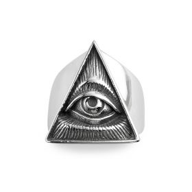 Men's Triangle Eye Vintage Gothic Black Stainless Steel Biker Rings Size 8-13