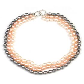 Elegant 7-8mm Freshwater Rice Pearl Multi-Strand Necklace