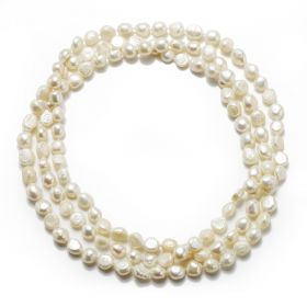 8-9mm Natural White Nugget Pearl Rope Necklace for Women Elegant Fashion Jewelry Gifts