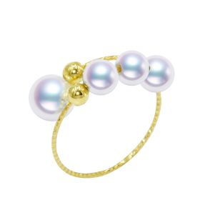 Adjustable Wrap Finger Rings 18 K Gold Akoya Pearl Rings Women Jewelry