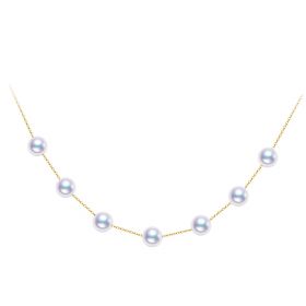 Fashionable Women & Girls 18K Glod Akoya Pearl Necklace with 7.5-8mm Saltwater Pearl