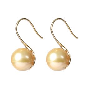 Fashionable 18 K Hoop South Sea Pearl Earrings Jewelry Best Gift for Ladies