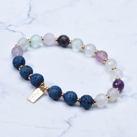 Fluorite And Lava Stone Aromatherapy Diffuser Bracelets