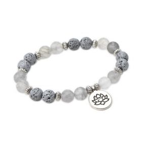 Crystal Quartz Stone and Lava Rock Diffuser Bracelet Gemstone Yoga Jewelry